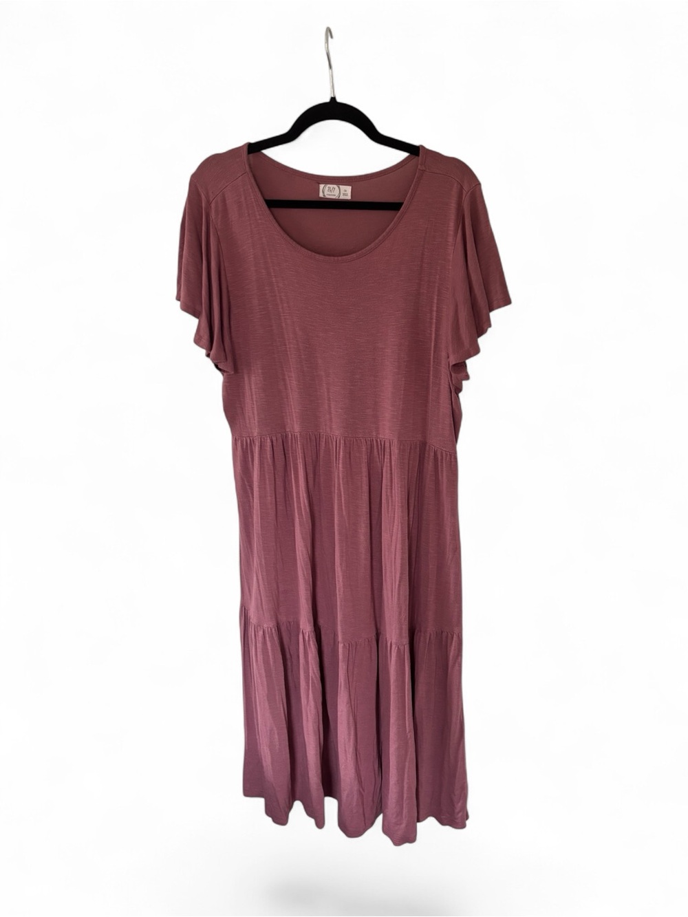 Women’s Mauve Tiered Midi Dress - Scoop Neck
